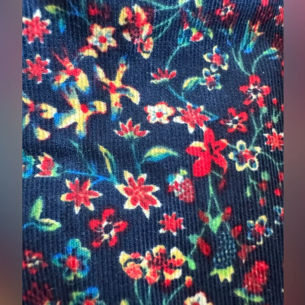NWT Analogie by Lil Legs Luxe Navy Floral Corduroy Romper Sz 2-3 Holiday Outfit